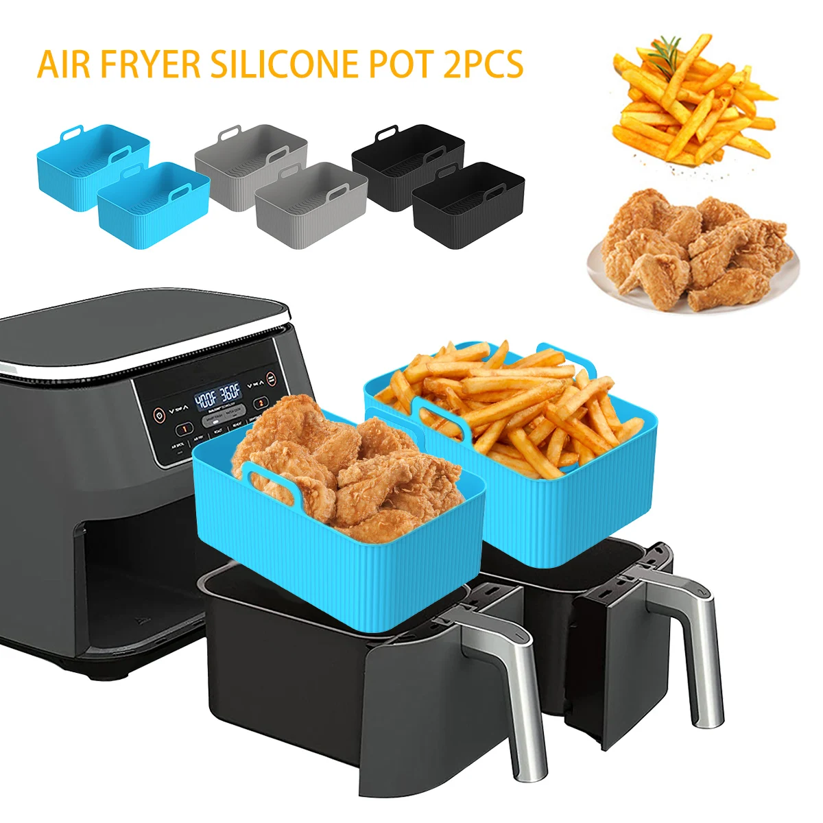 Air Fryer Silicone Pot Liner - 2 Stuks Lucht Friteuse Siliconen Liner