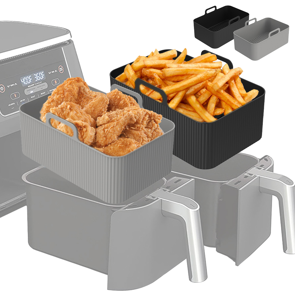 Air Fryer Silicone Pot Liner - Siliconen luchtfriteusevoering voor Ninja Dual Air