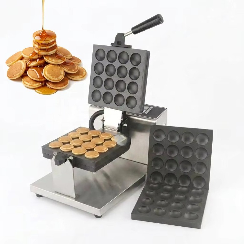 Mini Waffle Maker Machine - Anti-aanbak Poffertjesmachine 16 gaten Commerciële Nederlandse