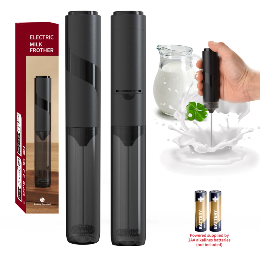 Electric Milk Frother Handheld - Roestvrijstalen elektrische melkopschuimer Handheld koffieopschuimstaafje met