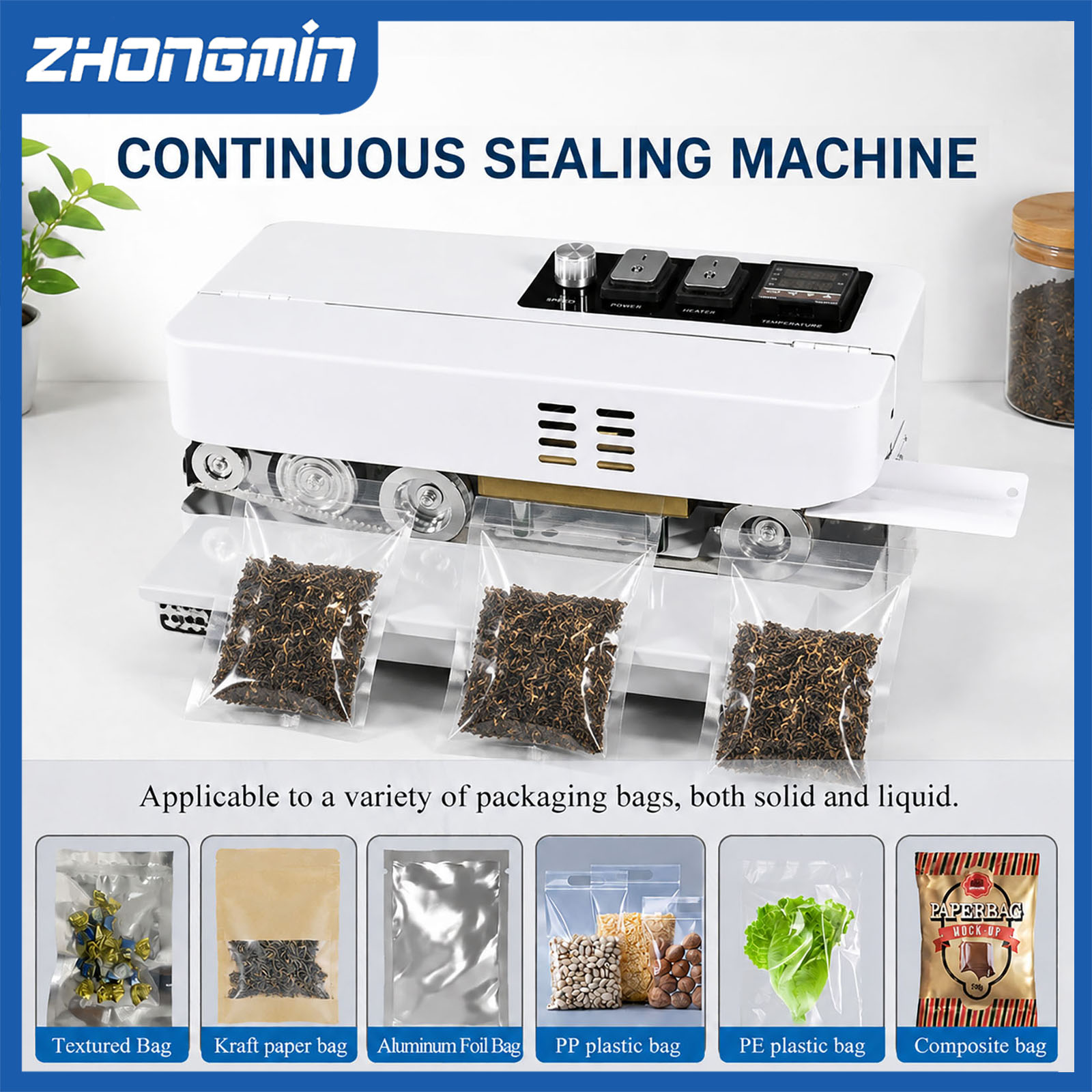 Food Vacuum Sealer Machine - ZHONGMIN Elektrische Vacuümsealmachine voor Voedselopslag, Touchscreen,