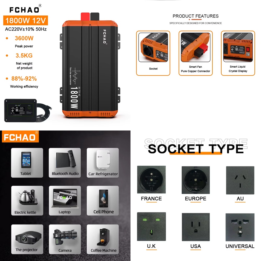 Home Appliances - 1800W Power Inverter DC 12V naar