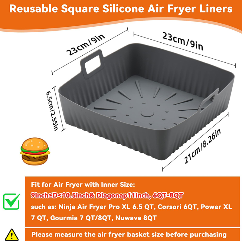 Vierkante Grote Siliconen Air  - Air Fryer Silicone Pot Liner recensie en prijs
