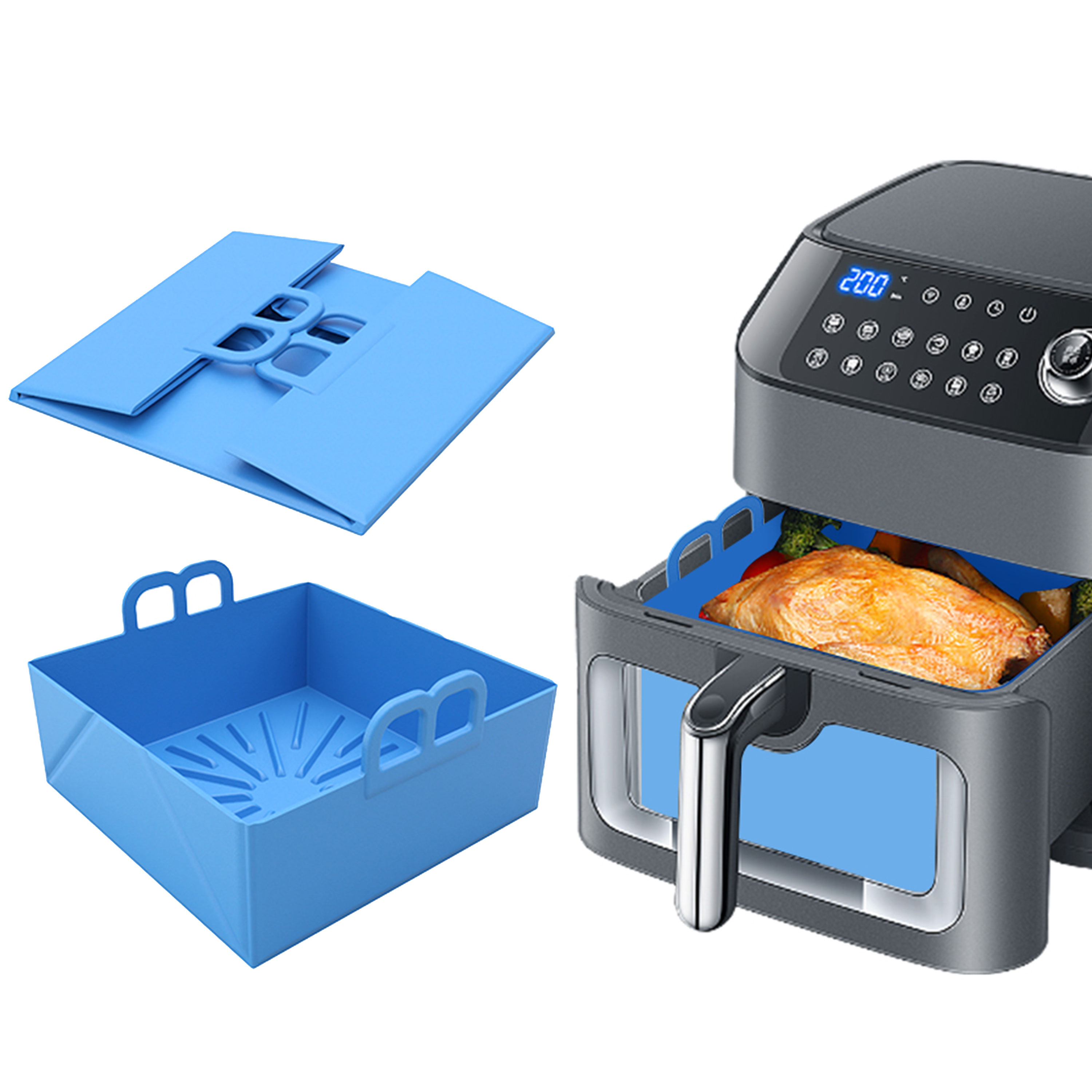 Opvouwbare luchtfriteuse Silic - Air Fryer Silicone Pot Liner recensie en prijs
