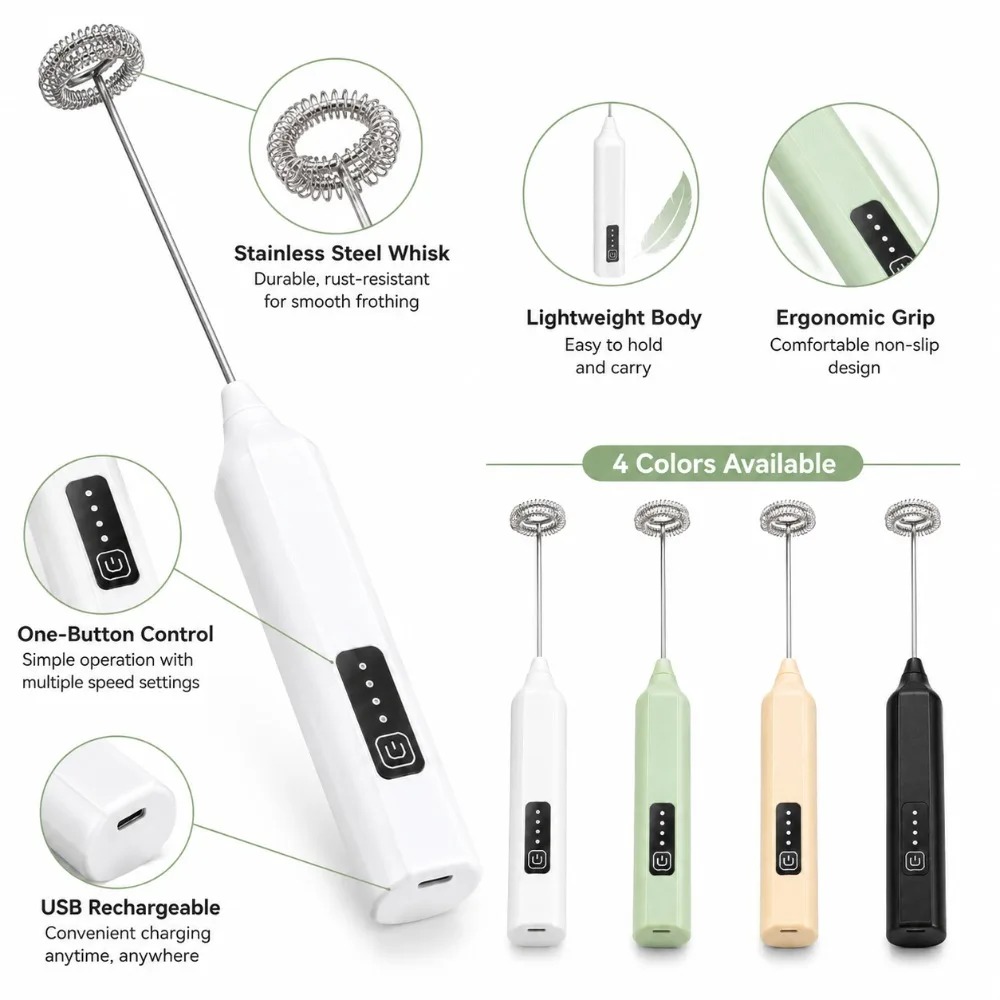 Melkopschuimer en eierklopper, - Electric Milk Frother Handheld recensie en prijs