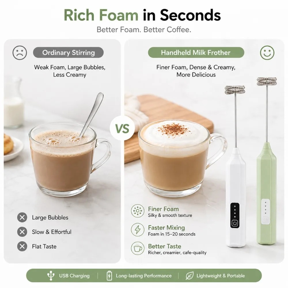 Melkopschuimer en eierklopper, - Electric Milk Frother Handheld recensie en prijs