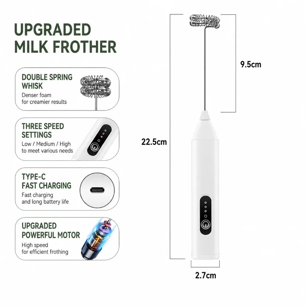Melkopschuimer en eierklopper, - Electric Milk Frother Handheld recensie en prijs