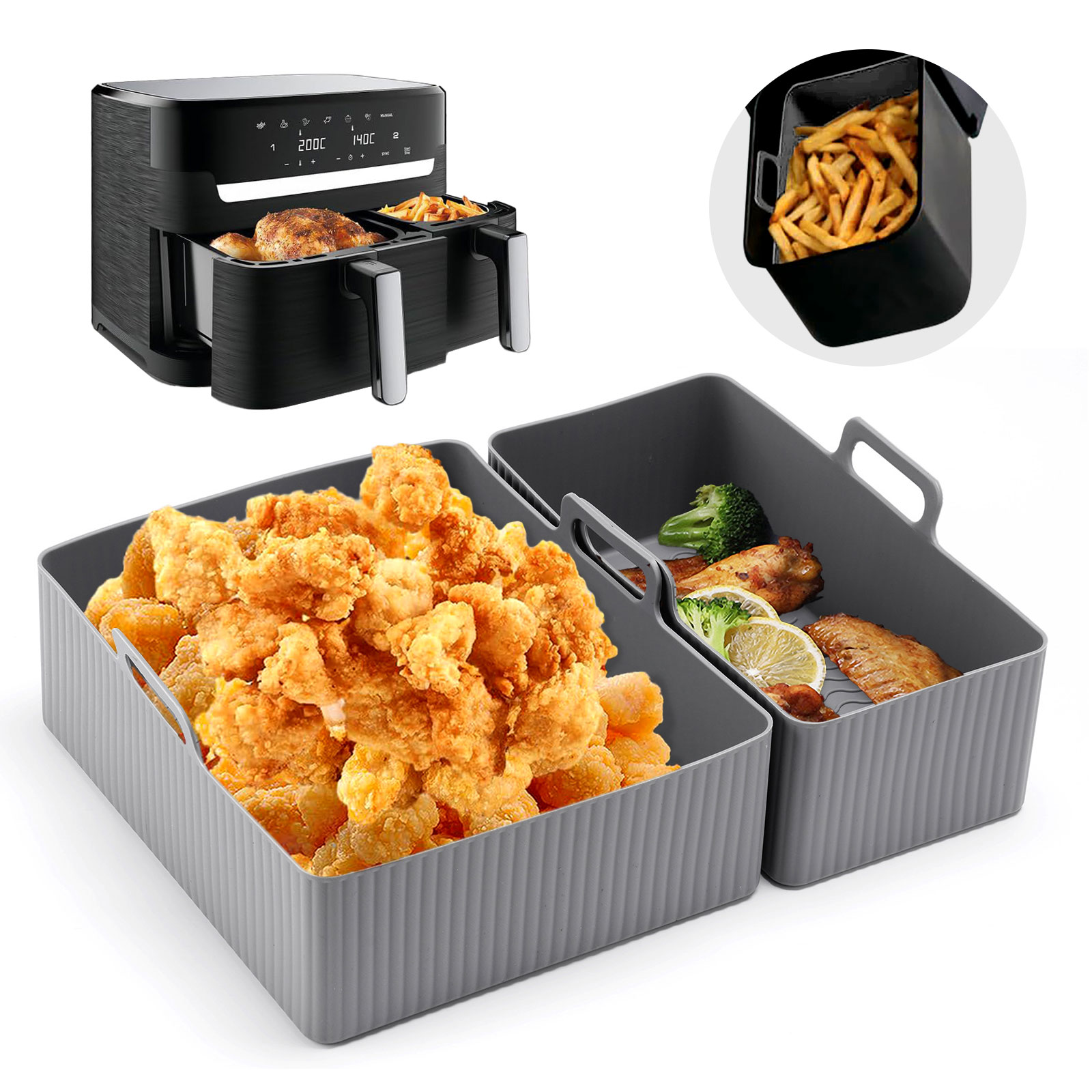 2 Stuks Set Siliconen Lucht Fr - Air Fryer Silicone Pot Liner recensie en prijs